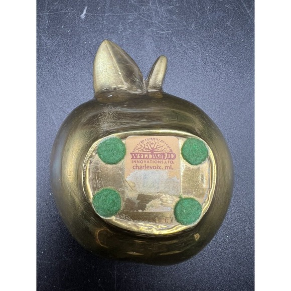 Solid‎ Brass Apple Trinket Dish With Leaf Vintage - Picture 7 of 7